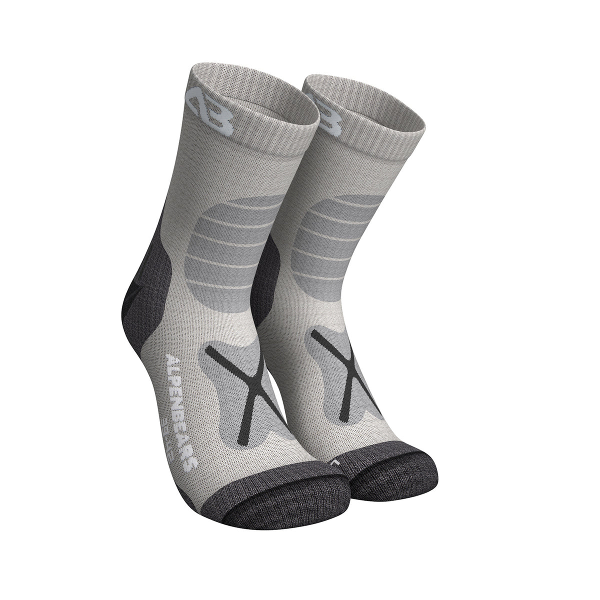 Wandersocken Merinowolle - 2er-Set - Grau - Größe 35-38 mit hoher Atmungsaktivität und Polsterung für Wandertouren und Alltagsschmerzfreiheit.