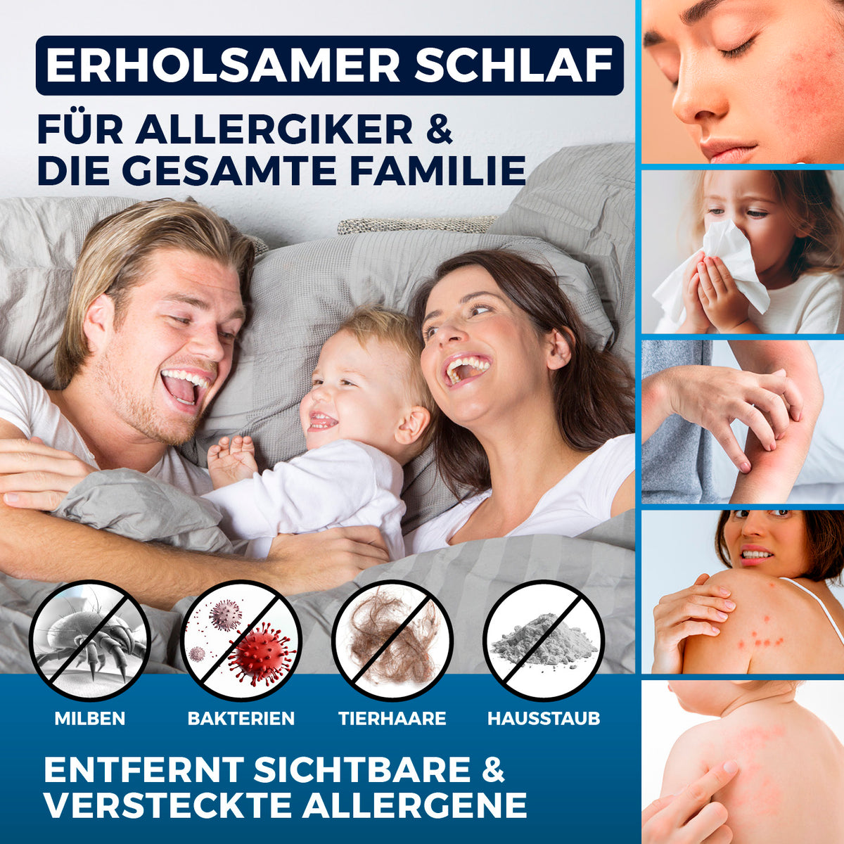 Milbensauger Rotation Rot/Weiß entfernt 99,9 % Milben und Allergene für erholsamen Schlaf bei Allergikern und Familien.