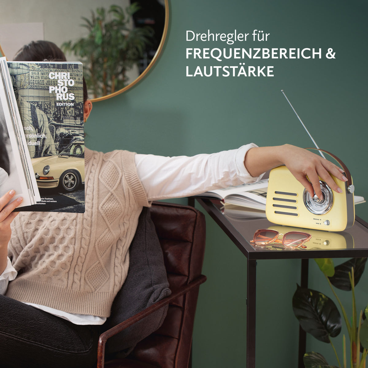 Radio Retro - Stil der 50er-Jahr - Vanille mit Drehregler für Frequenzbereich und Lautstärke, Teleskopantenne und analoger Anzeige