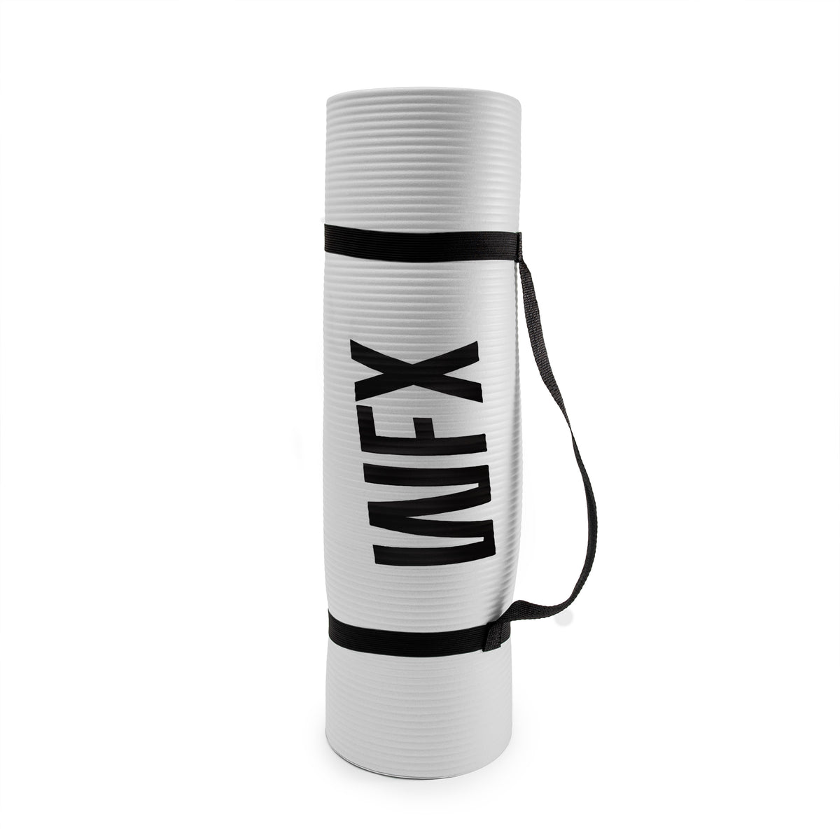 Fitness- & Gymnastikmatte - 183 x 61 x 1,2 cm - Weiß, rutschfest, leicht, mit Tragegurt für Yoga und Gymnastik.