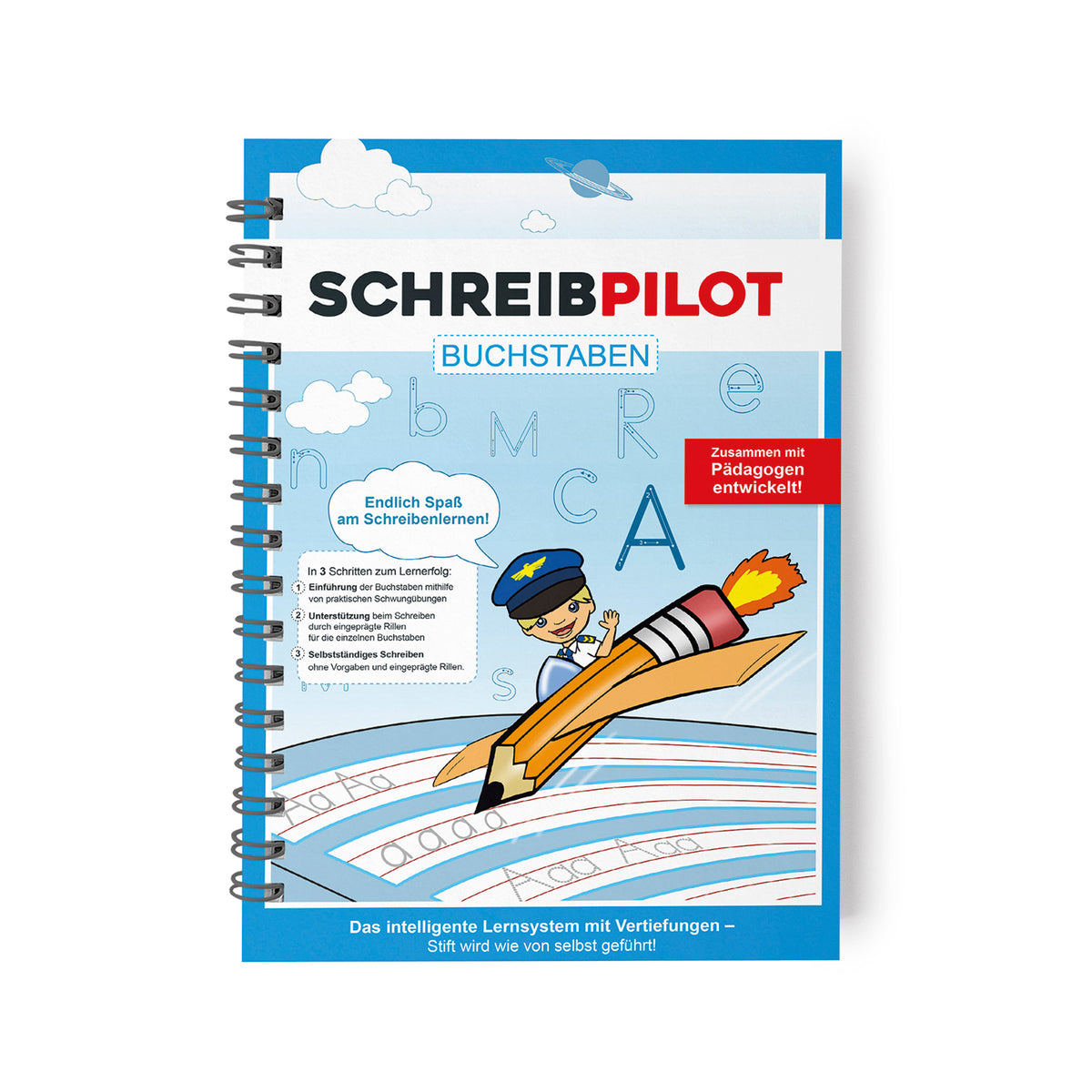Heft Buchstaben mit Bleistift/Radiergummi - DIN-A4 Lernheft mit Buchstabenrillen und Schwungübungen zur Förderung der Schreibmotorik.