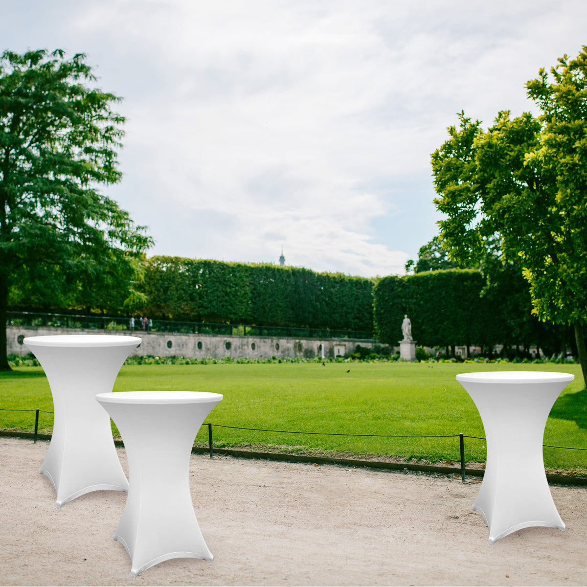 Stehtischhusse - Tisch Bezug - Husse - Ø 70-75 cm - Weiß - 10er-Set für elegante, abwischbare Stehtischhussen im klassischen Design.