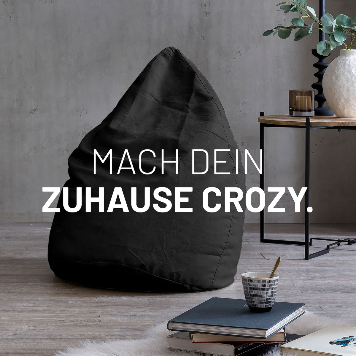 Luxury XL Sitzsack (120 L) - indoor - Schwarz von Lumaland, großer, bequemer Sitzsack für modernes Wohnen und entspannte Momente.