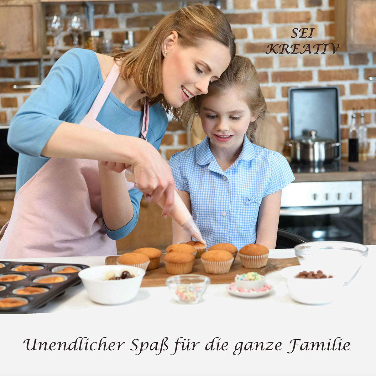 Einwegspritzbeutel-Set - 100 Stck. mit 40 cm Beuteln ideal zum Verzieren von Muffins und Kuchen für kreative Familienmomente.