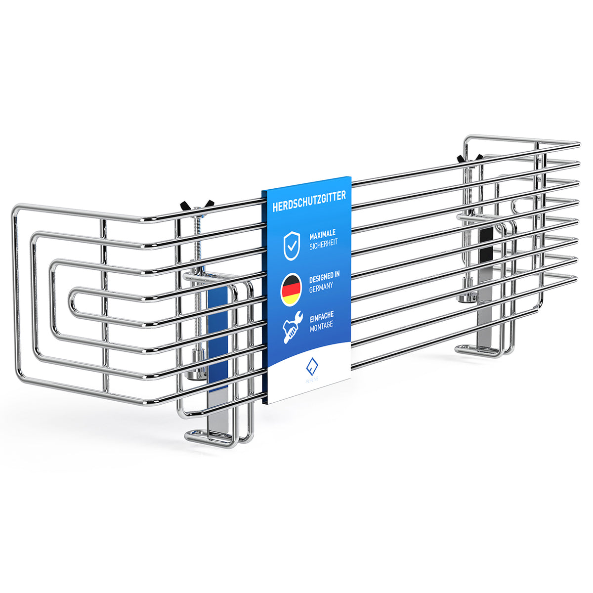 Herdschutzgitter Happy Kid aus Metall mit engem Stababstand, einfache Montage und maximaler Schutz für Kinder an fast allen Herden.