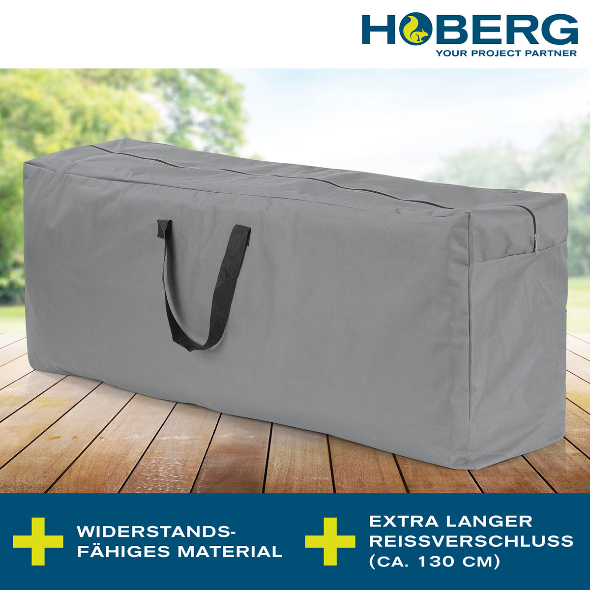 Polster-Aufbewahrungstasche - 130 x 50 x 32 cm, robustes, wasserfestes Material mit Tragegriffen und extralangem Reißverschluss.