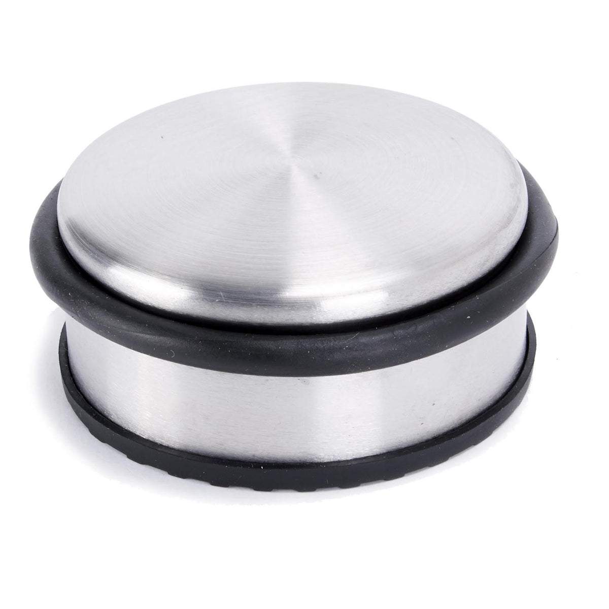 Edelstahl Türstopper Chrom-Design flach - 4 Stück, schwere Ausführung mit rutschfester Gummifläche, ideal für jeden Boden.