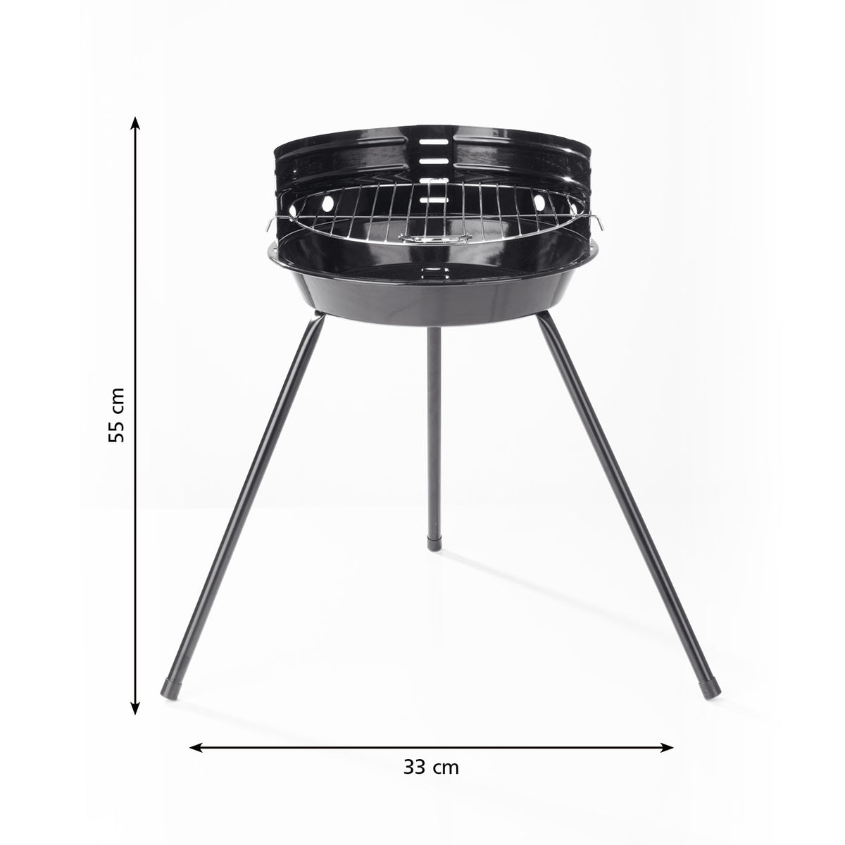 Rundgrill - 30 cm Holzkohlegrill mit emaillierter Feuerschüssel, höhenverstellbarem Rost und pulverbeschichteten Stahlbeinen