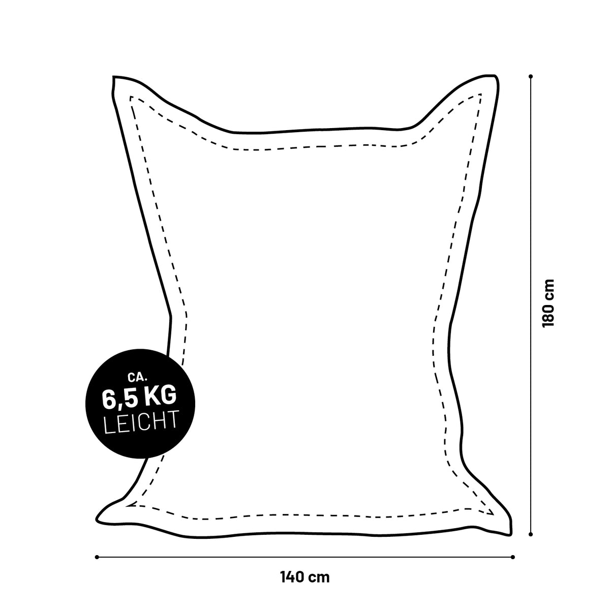 Sitzsack Classic XXL (380 L) Lila, 180x140 cm, ca. 6,5 kg, leicht, mit extra starken Nähten für drinnen und draußen.
