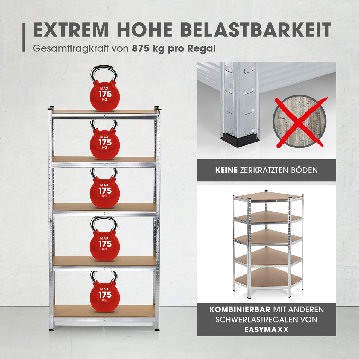 Schwerlastregal & Werkbank 2er-Set, 180x90x40 cm, 1750 kg Traglast, stabile Metallkonstruktion, hohe Belastbarkeit, bodenschonend.