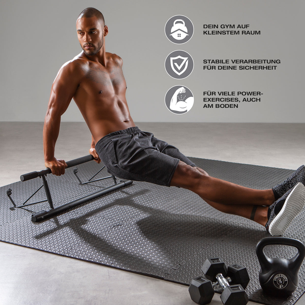 Klimmzugstange für den Türrahmen, vielseitig für Power-Exercises und Bodenübungen, stabile Konstruktion, ideal für dein Heimtraining.