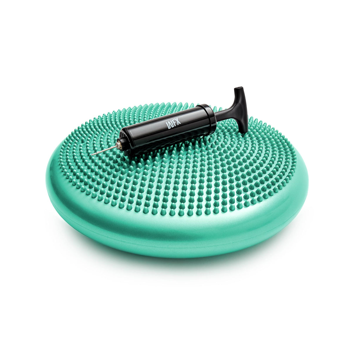 Ballsitzkissen "Blowup" Ø 33 cm in Türkis mit Pumpe, ergonomisch, rutschfest und mit Massage-Noppen für komfortables Sitzen.