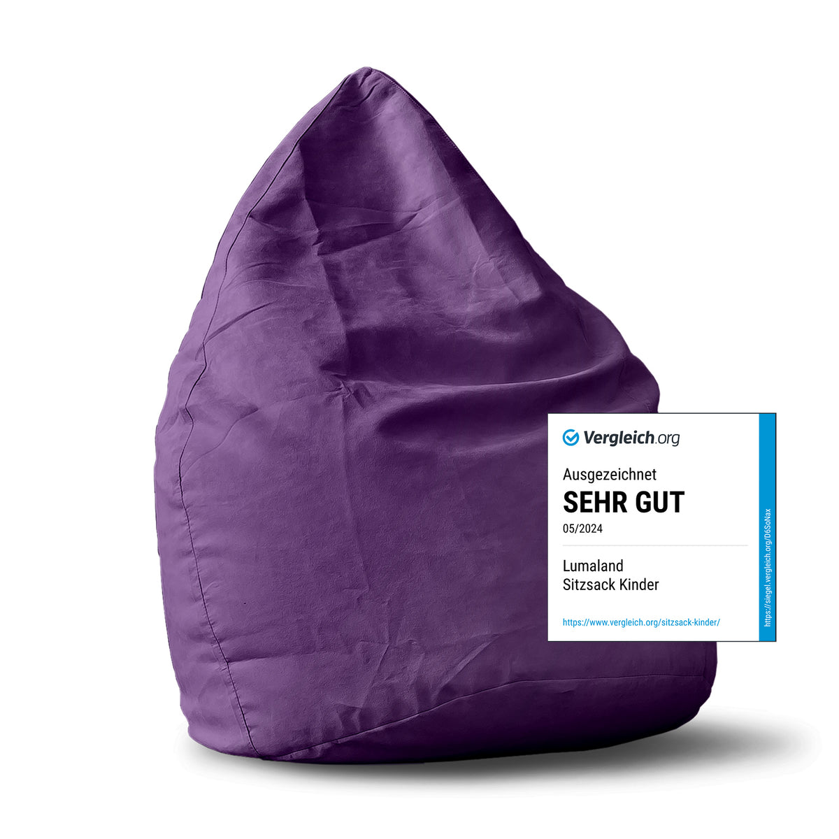Luxury XL Sitzsack (120 L) - indoor - Lila von Lumaland, komfortabler großer Sitzsack für Wohnräume und entspanntes Sitzen.