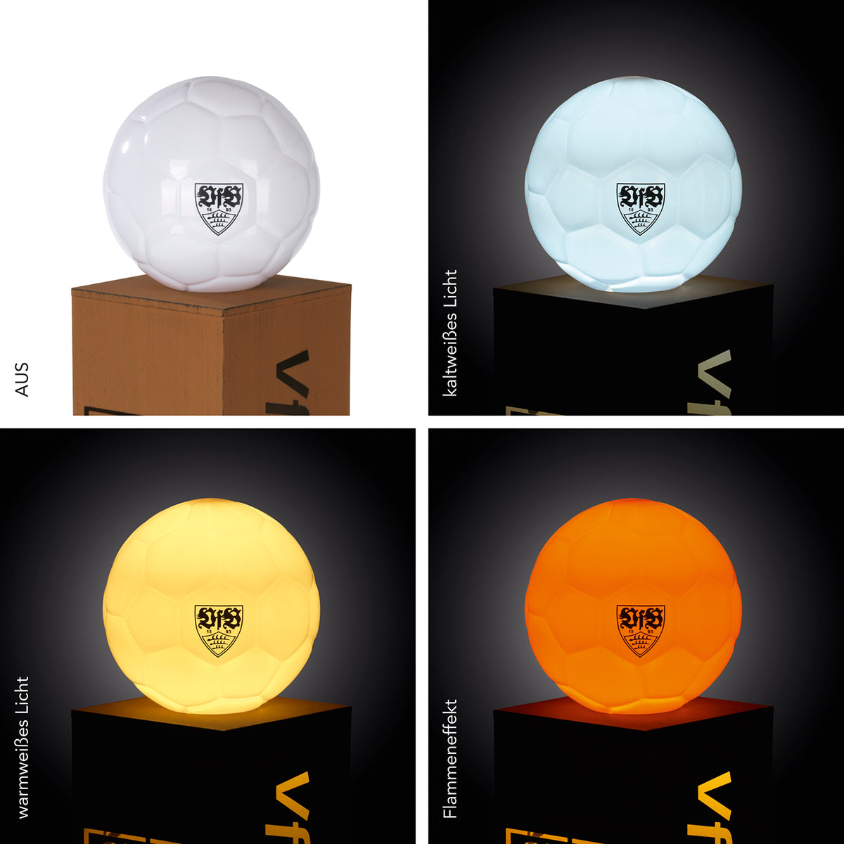 LED-Dekosäule Rost-Optik mit Leuchtkugel - 84 cm - braun, Metall-Säule mit Fußball-LED in 3 Lichtmodi, akkubetrieben, für Innen & Außen.