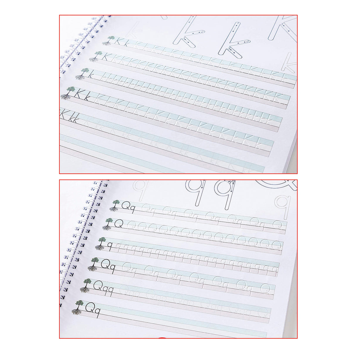 Heft Buchstaben mit Bleistift/Radiergummi - DIN-A4 Übungsseiten mit Rillen zum Buchstabenschreiben und Schwungübungen für Kinder.