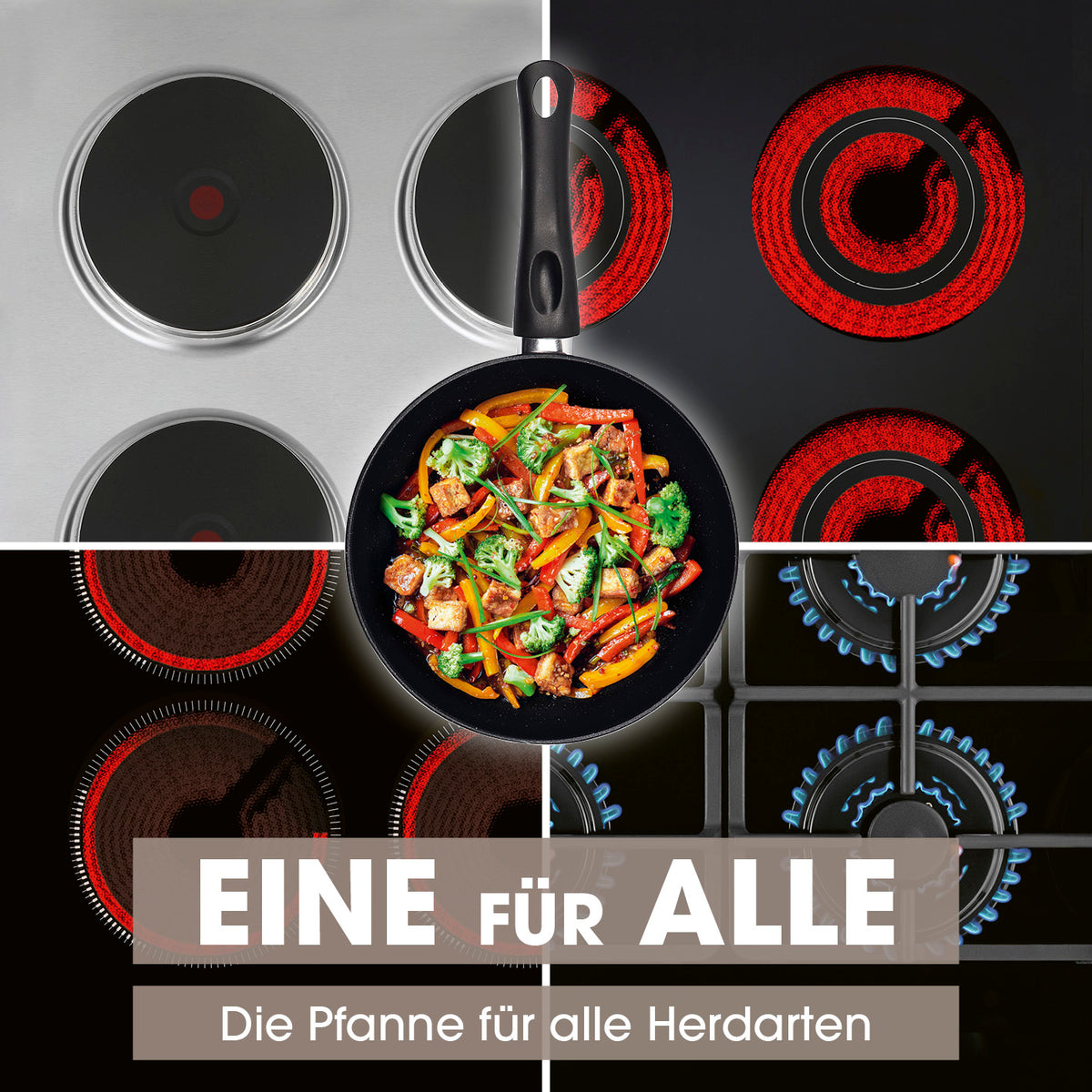 Karbonstahl-Bratpfanne Ø 20 cm mit 2-fach Antihaftbeschichtung, geeignet für alle Herdarten, modernes Granit-Design, langlebig und robust.