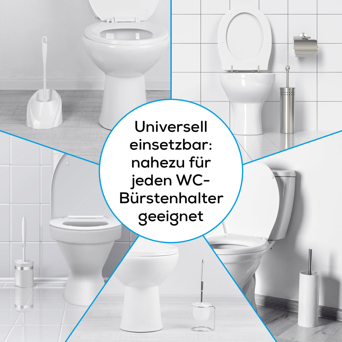 Anti-Nässe-Pad - Einsatz für WC-Bürstenhalter - 50er-Set, universell passend für fast alle WC-Bürstenhalter, saugt Tropfwasser zuverlässig auf.