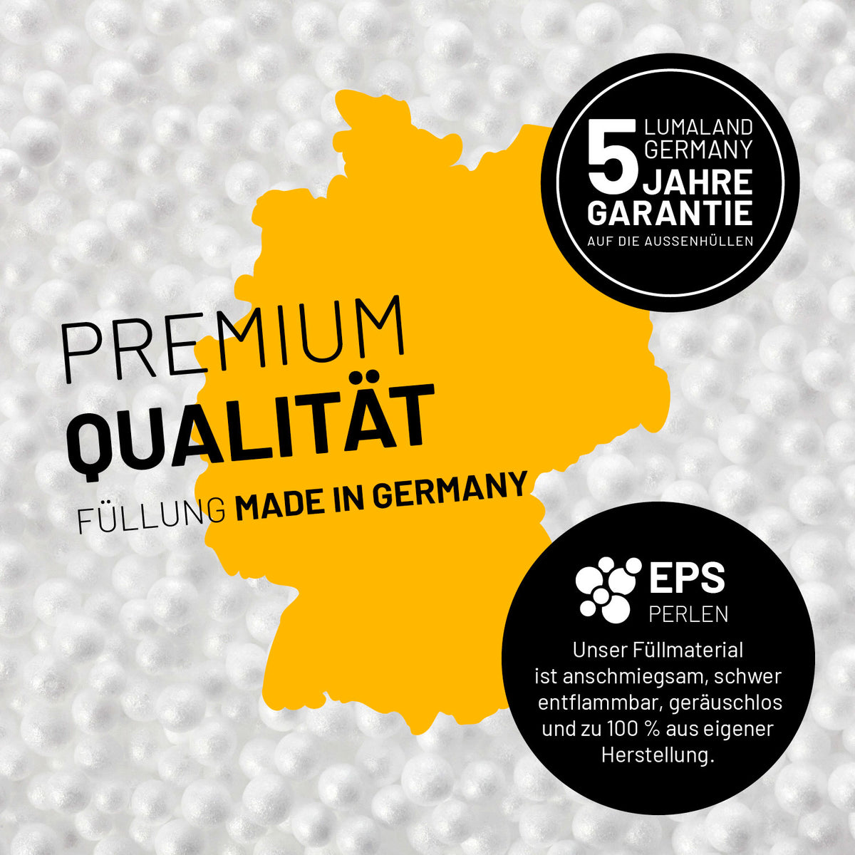 Luxury XL Sitzsack (120 L) - Braun mit 5 Jahren Garantie, Premium Füllung made in Germany, EPS Perlen, geräuschlos und schwer entflammbar.