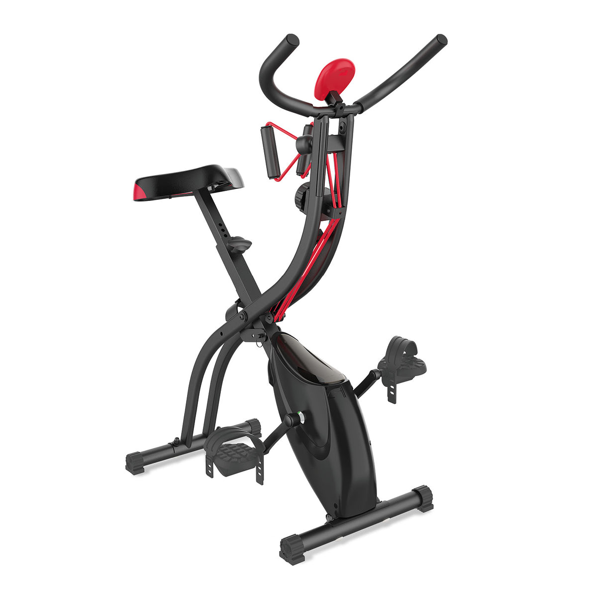 Heimtrainer Fitness Bike mit Expanderbänder, kompakt, mit Trainingscomputer und 8 Schwierigkeitsstufen für Ganzkörper-Training.