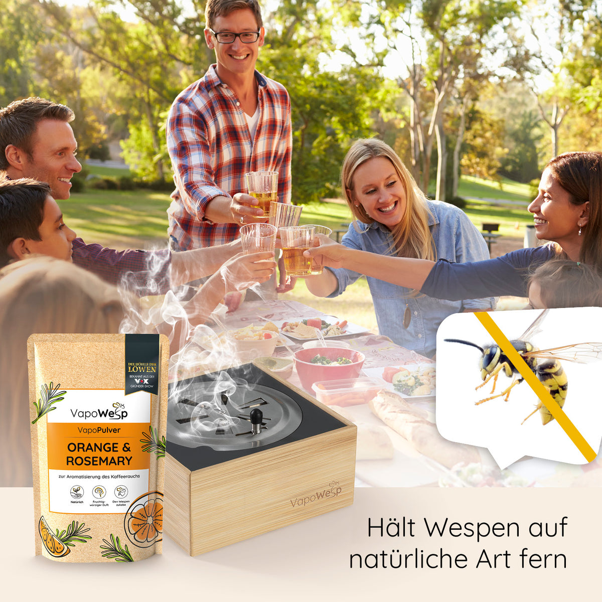 Pulver 3er-Set Orange & Rosemary (3x je 100 g) mit aromatischem Duft gegen Wespen, ideal für VapoWesp Räucherbox.
