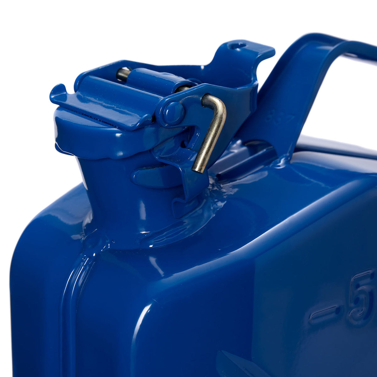 Metall-Kraftstoffkanister 5 Liter Blau aus 0,9mm Stahl, benzinfest, korrosionsgeschützt, auslaufsicher und stoßfest, ideal für Diesel und Benzin.