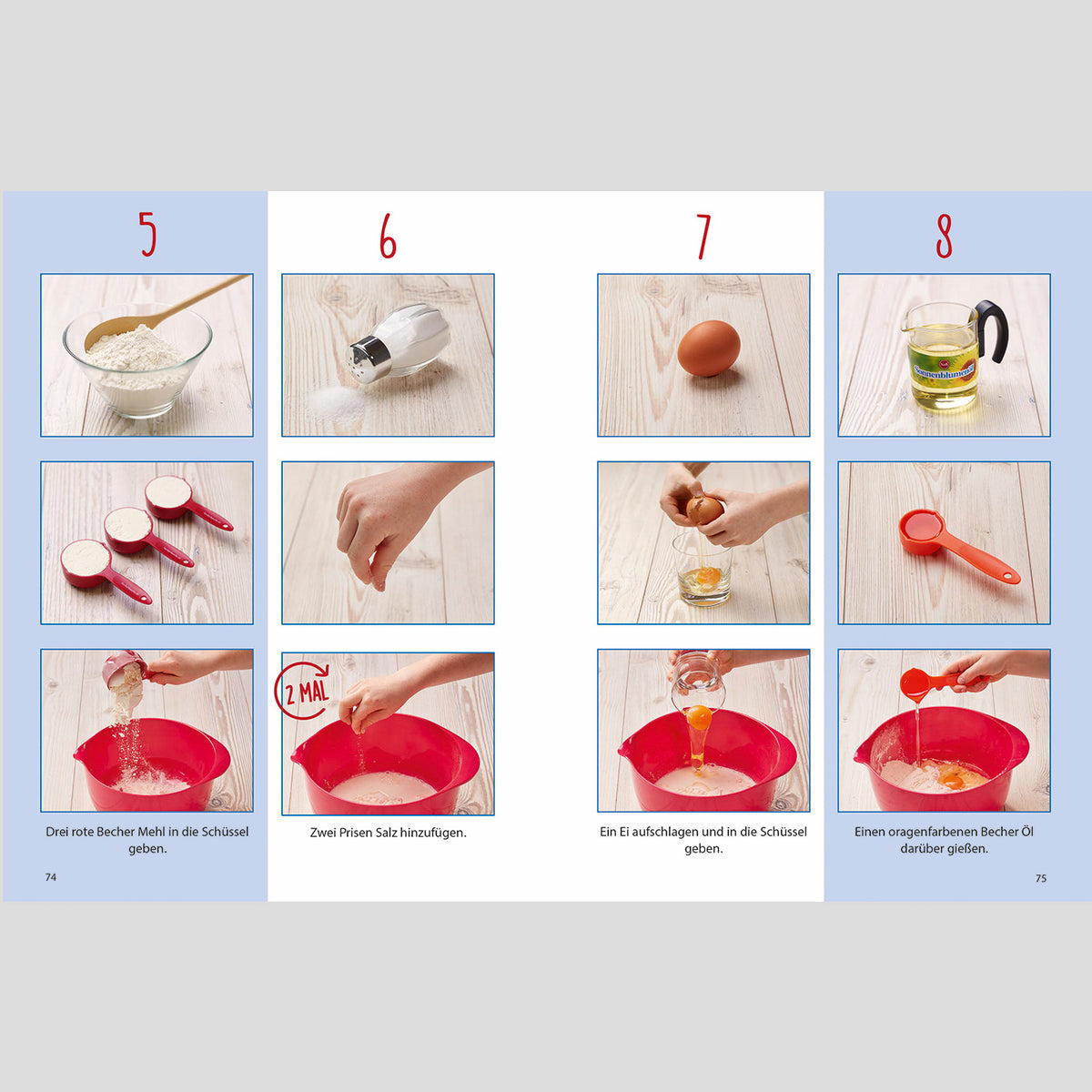 Rezeptbuch inkl. Messbecher-Set - Band 4 - Kleine Gerichte ganz groß! mit Schritt-für-Schritt Anleitung und Messbechern für Kindergerichte.