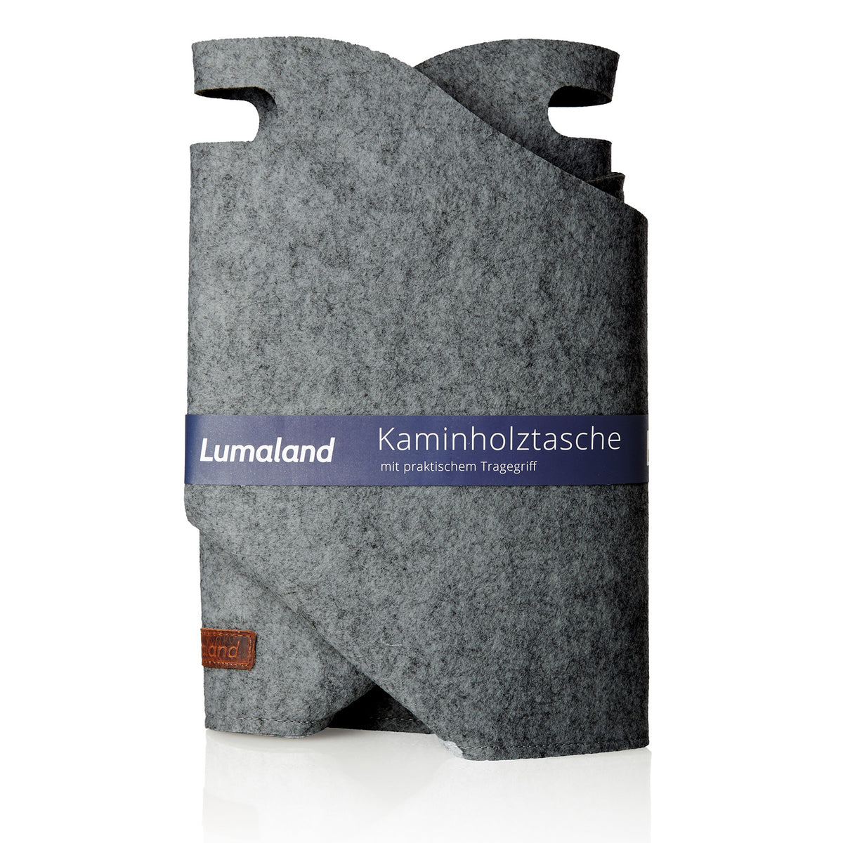 Kaminholztasche aus Filz mit Tragegriff 40 x 25 x 28 cm in Dunkelgrau für Kaminholz und mehr, kompakt und praktisch.