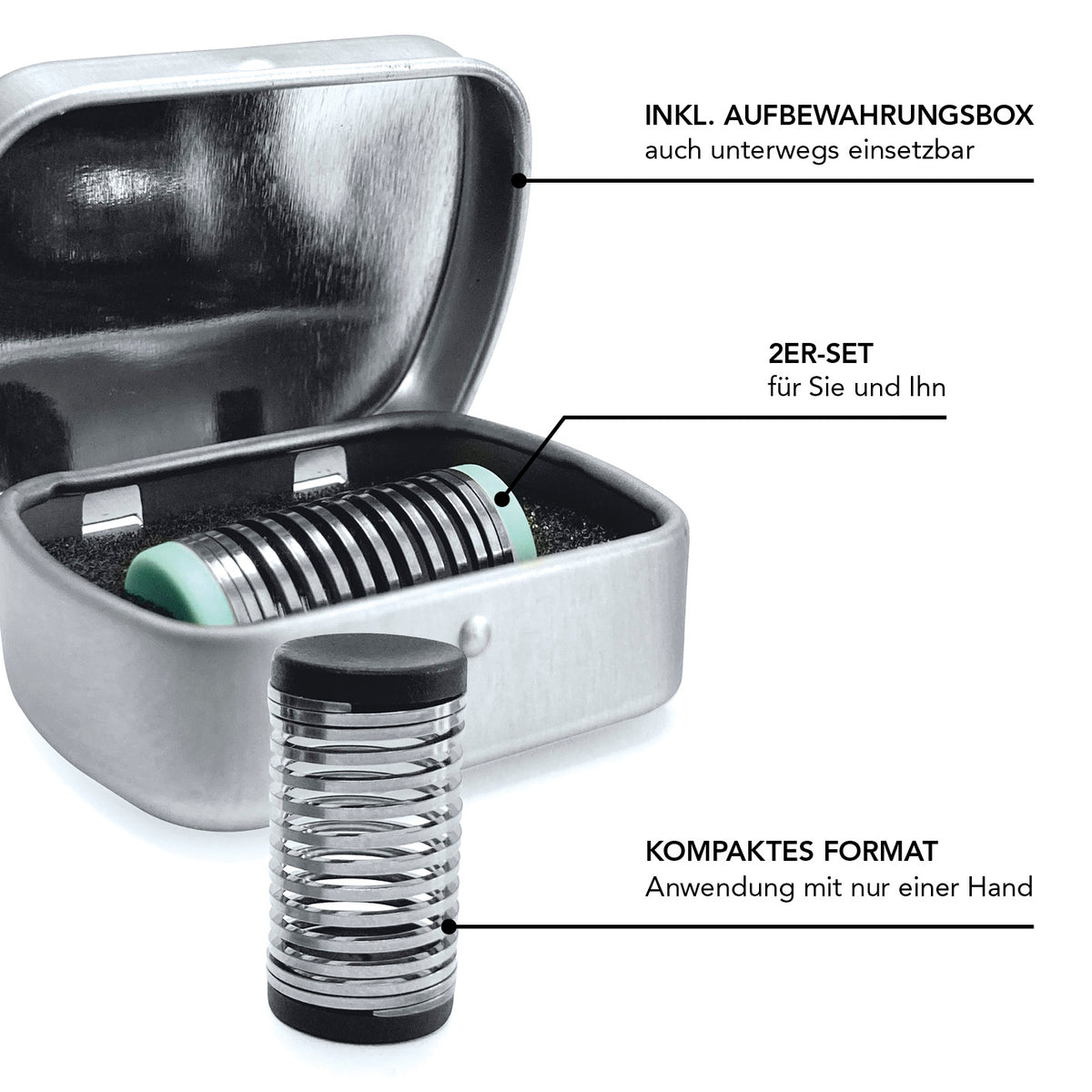 Mini Gesichtsepilierer inkl. Aufbewahrungsbox, 2er-Set, kompaktes Format für einfache Haarentfernung im Gesicht.