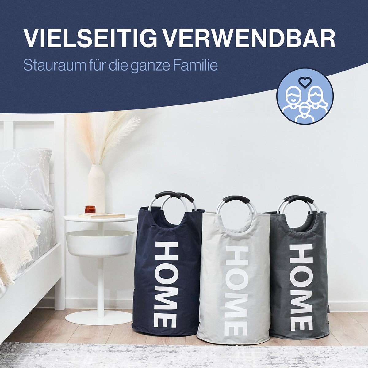 Faltbarer Wäschekorb - Hellgrau - 82 Liter, wasserabweisend, platzsparend und vielseitig für Wäsche und Aufbewahrung.