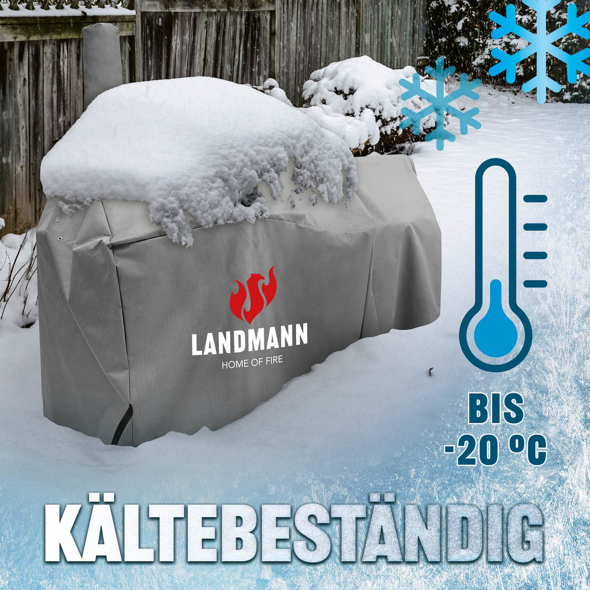 Premium Wetterschutzhaube - 93 x 147 x 125 cm - Grau, robuste, kältebeständige Abdeckung bis -20 °C für optimalen Schutz im Winter.