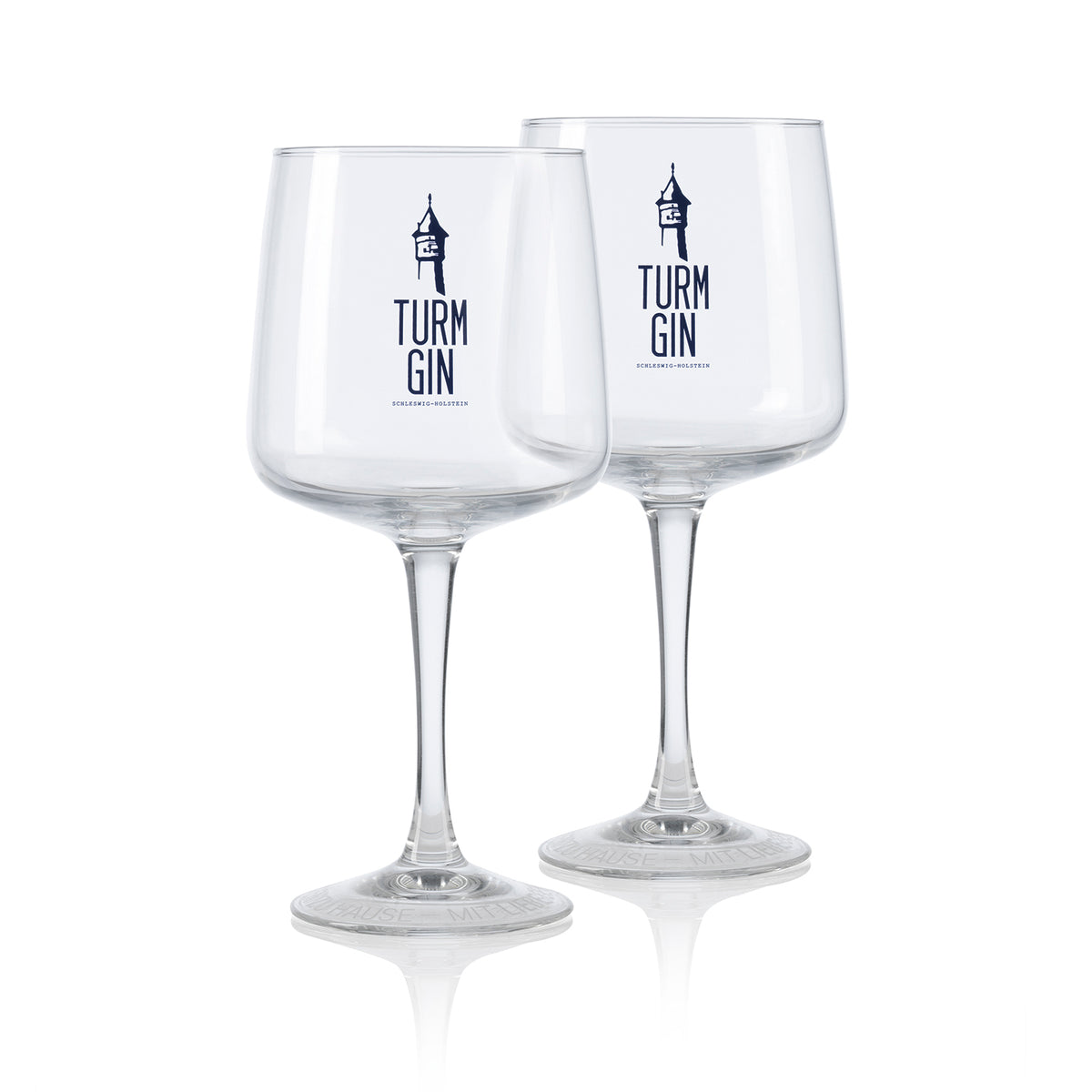 Copa Glas mit Logo - 720 ml - 2er-Set, zwei stilvolle TURM GIN Stilgläser zum Servieren von Gin und Cocktails.