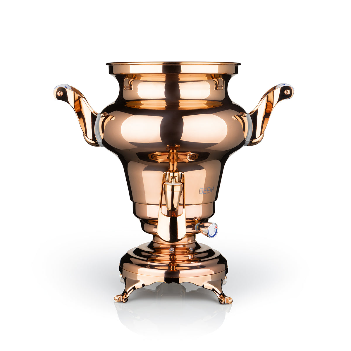 Samowar Rebecca mit Dispenser - Edelstahl/rose mit 5 L Wasserbehälter, Thermostat und elegantem Rosé-Design für Teebereitung