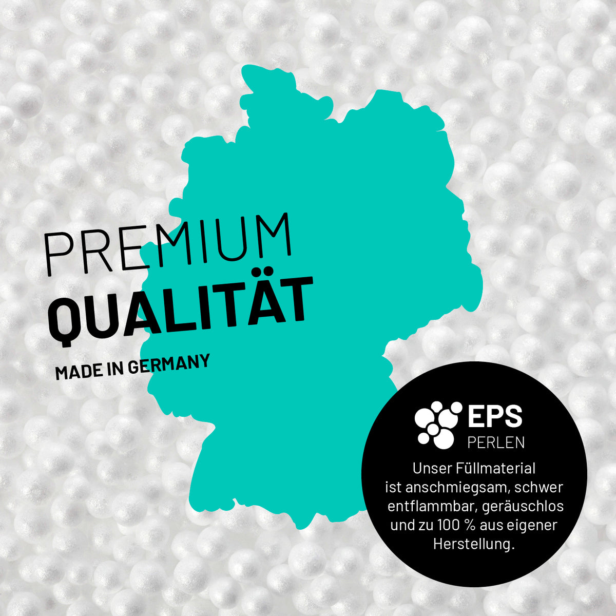 Sitzsack-Hocker/Pouf (50 L) Apfelgrün mit langlebigen, hochwertigen EPS-Perlen, 100 % made in Germany, für indoor & outdoor.