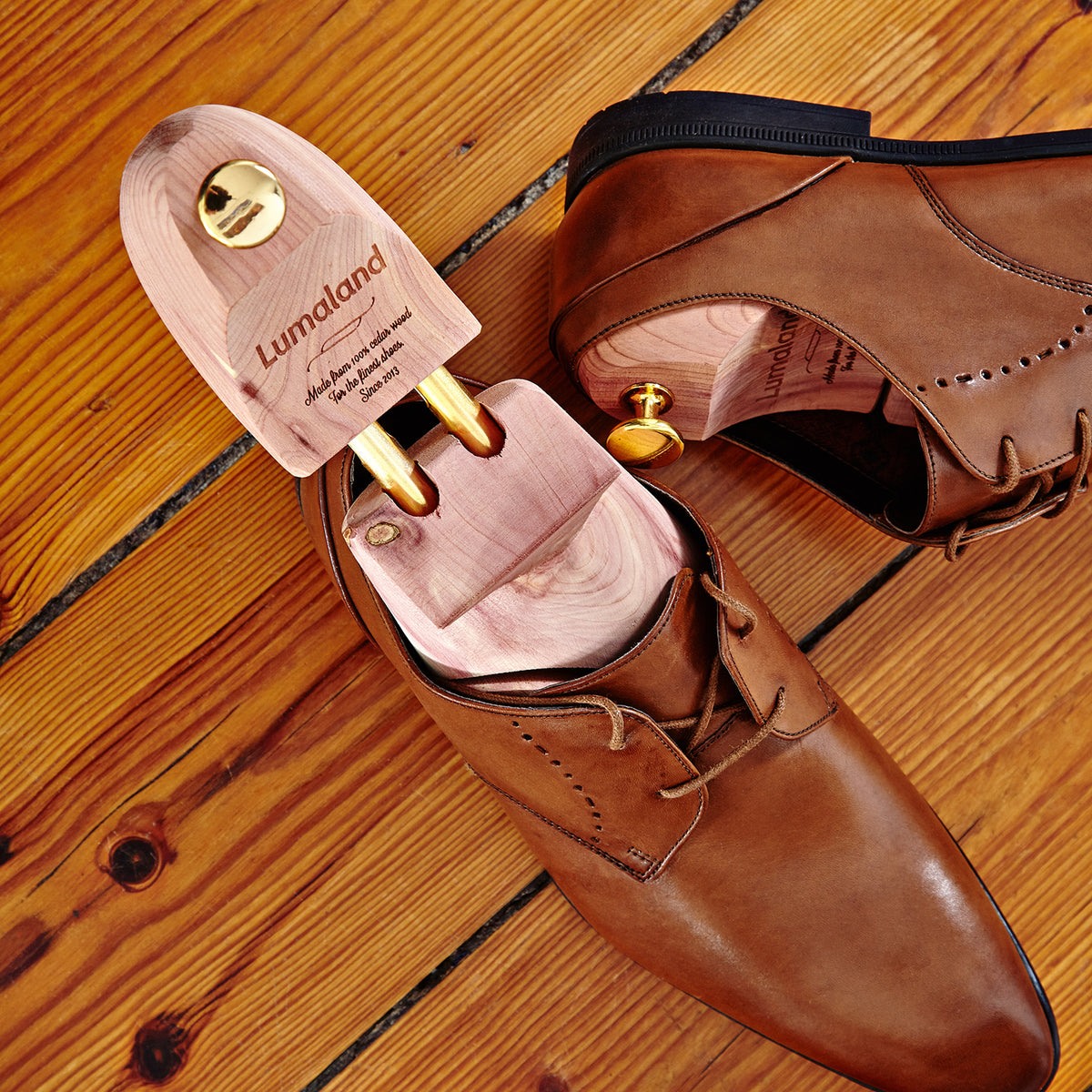 Schuhspanner für Damen und Herren - Größe 40/41 aus Zedernholz zur Glättung von Gehfalten und Geruchsschutz in eleganten Lederschuhen.