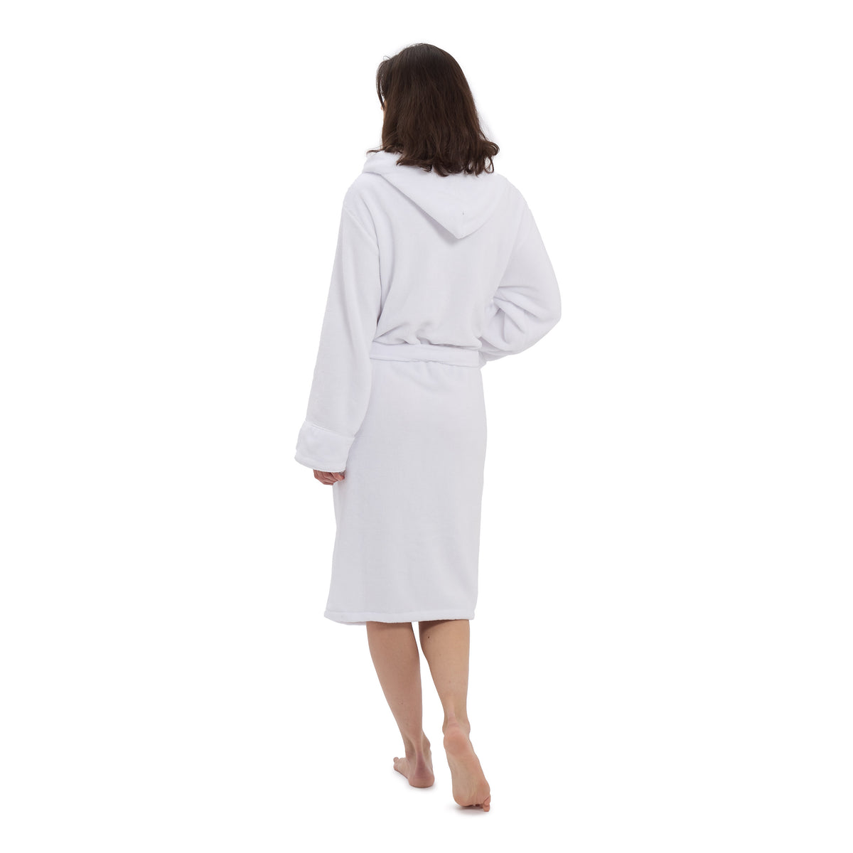 Luxury Mikrofaser Bademantel mit Kapuze für Damen und Herren in Weiß, Größe XXL, weich, flauschig und schnelltrocknend