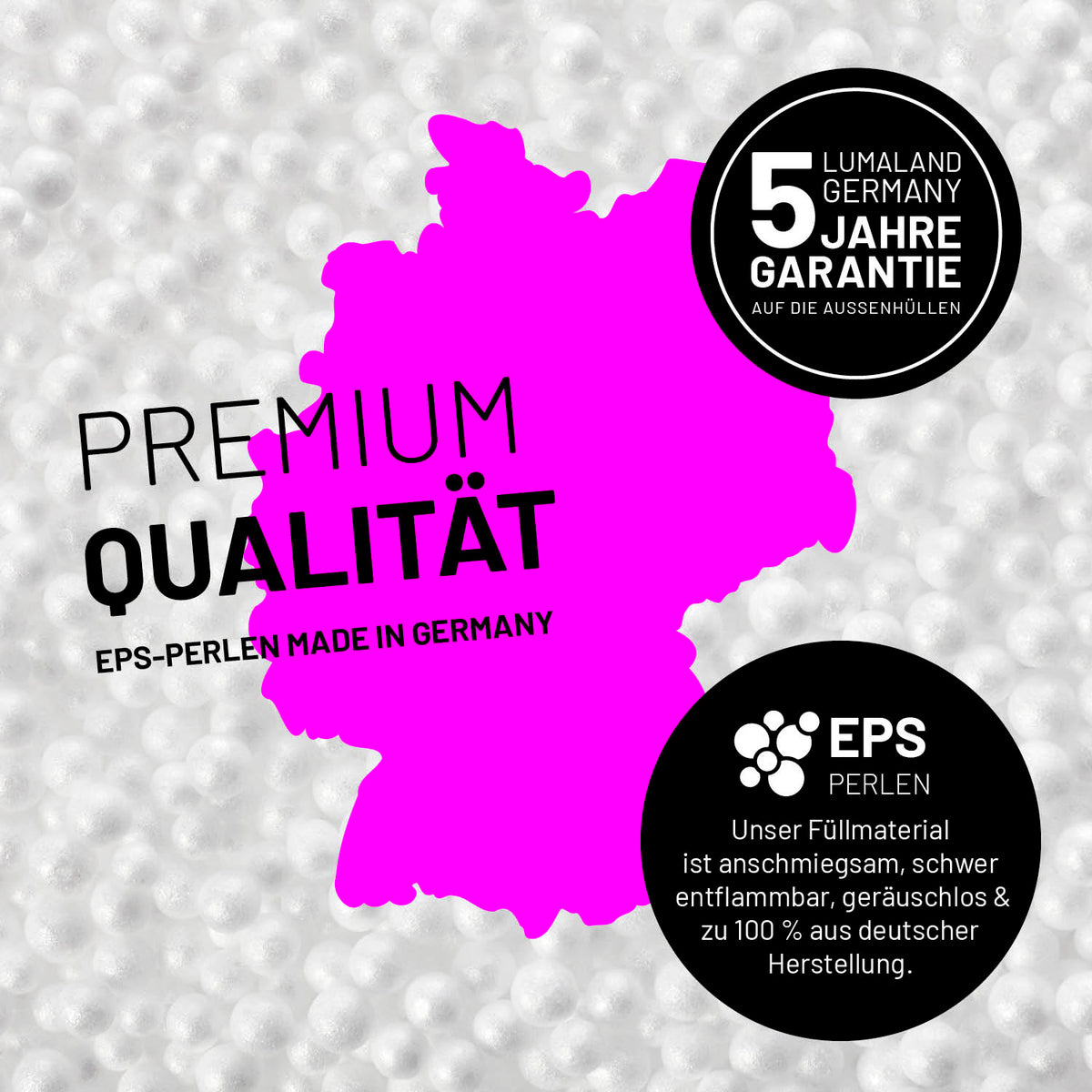 Sitzsack Drops (300 L) - indoor & outdoor - Silbergrau mit EPS-Perlenfüllung, langlebig, pflegeleicht und 5 Jahre Garantie auf Außenhüllen.