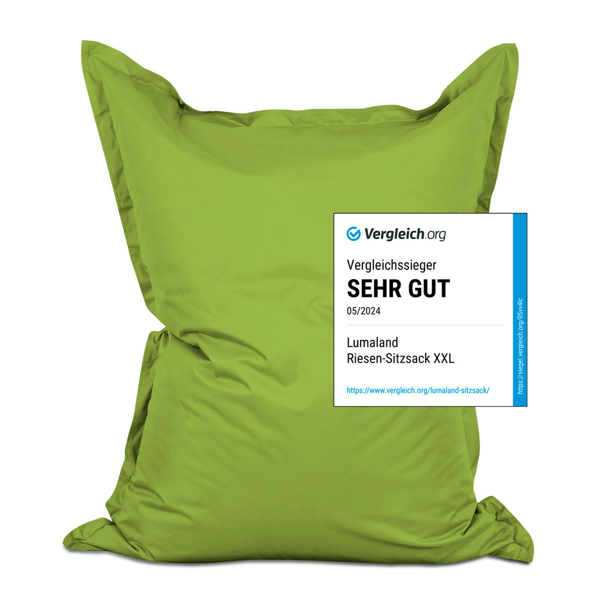 Sitzsack Classic XXL (380 L) Grün, indoor & outdoor, mit hochwertiger Füllung, pflegeleichtem Material und verdecktem Reißverschluss.