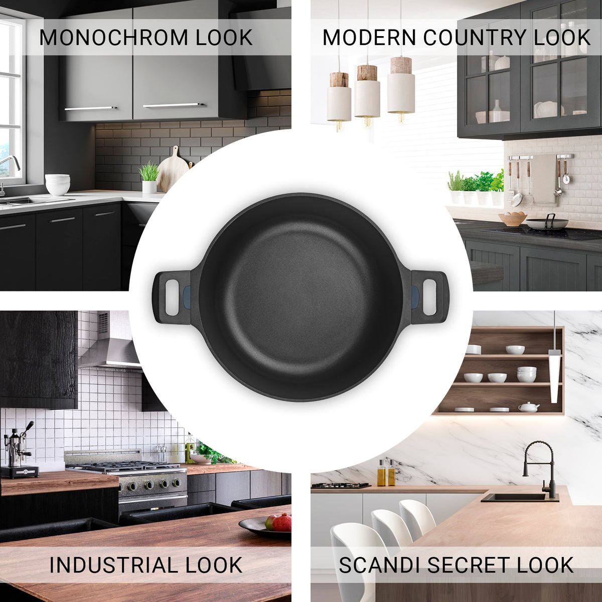 Aluguss-Kochtopf in der Midnight Edition - 28 cm, robust, antihaftbeschichtet, flexibel für alle Herdarten, inkl. Induktion, backofen- und spülmaschinengeeignet.