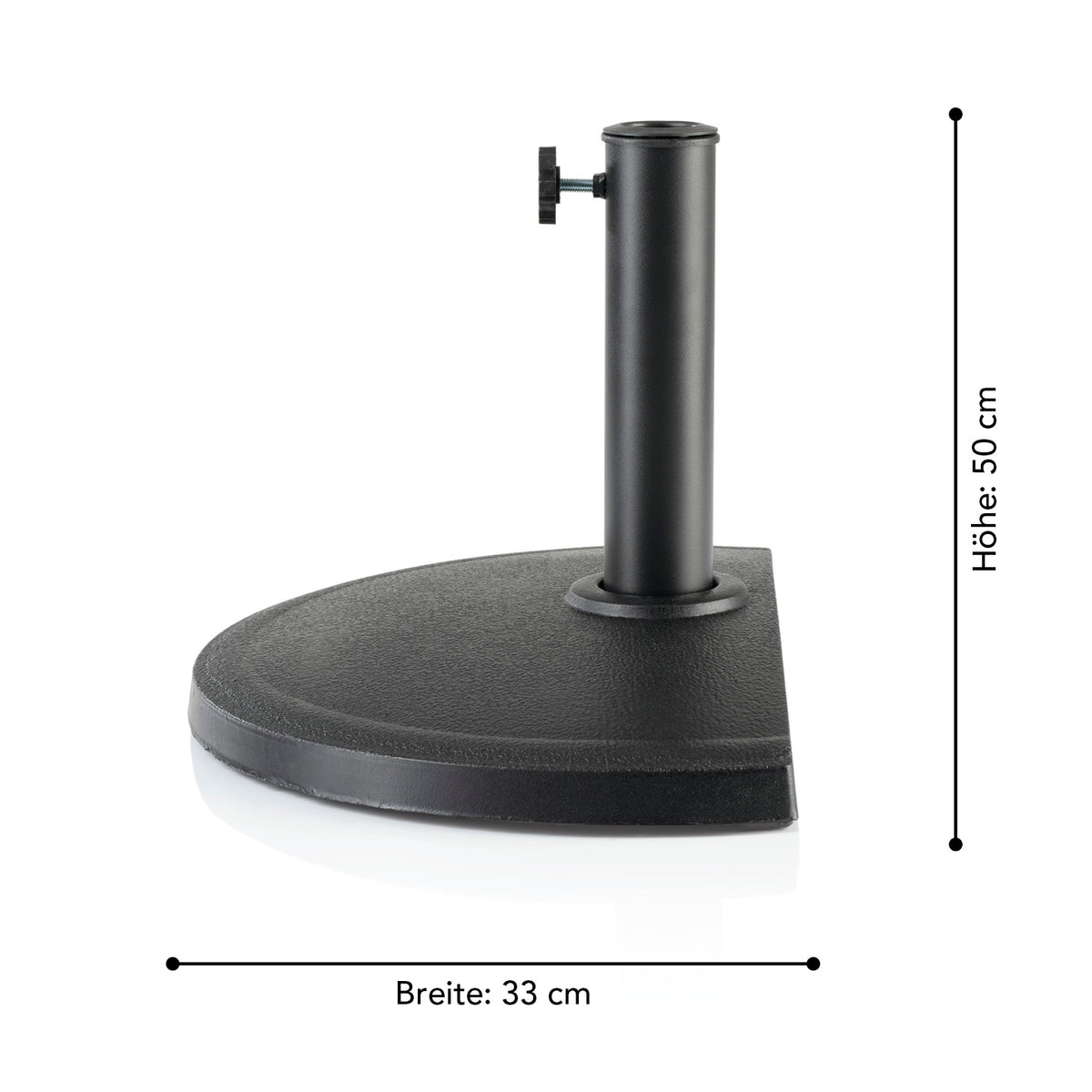 Sonnenschirmfuß Stein-Optik - 50x33x33cm - anthrazit, halbrund, wetterfest, ideal für kleinere Balkone und halbrunde Sonnenschirme.