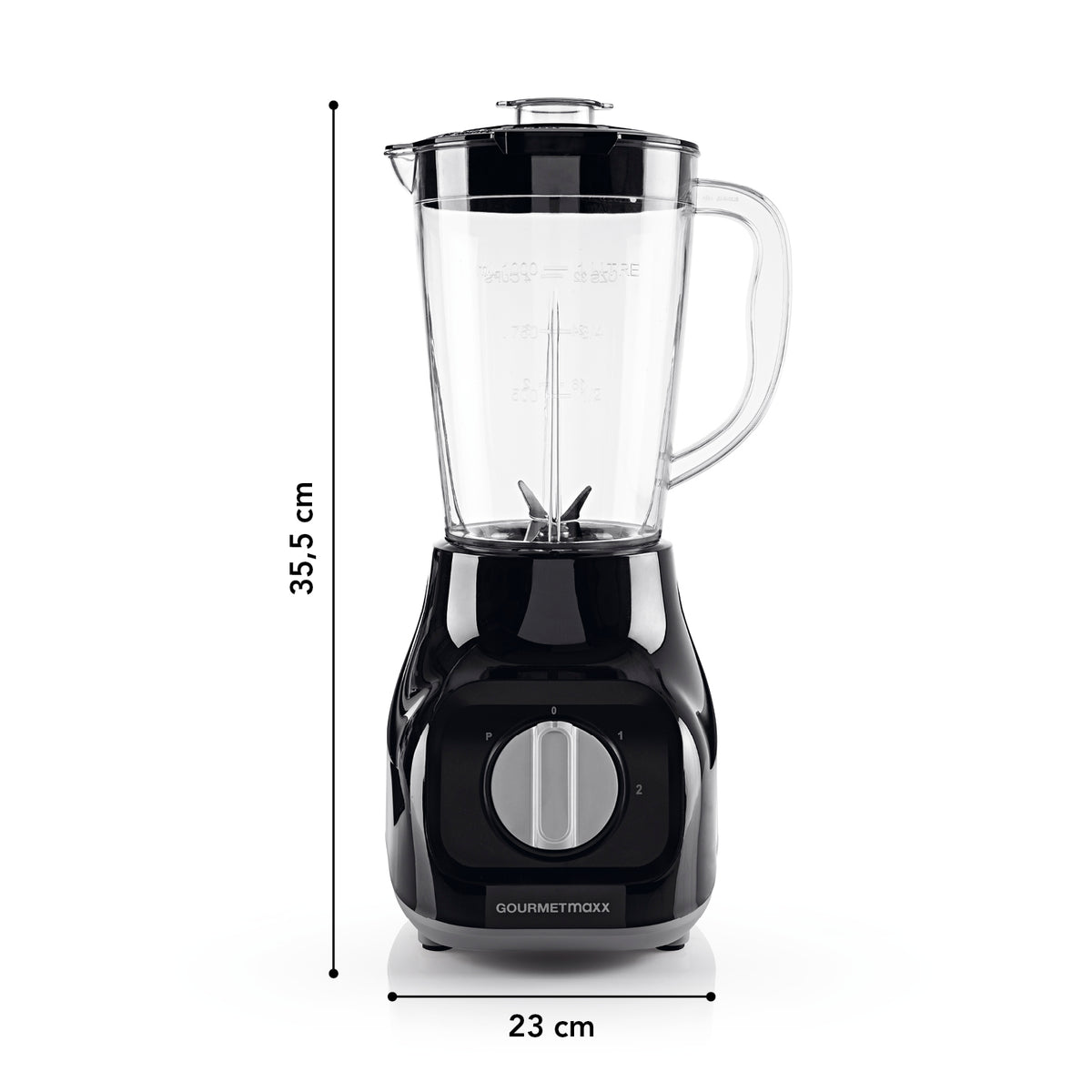 Standmixer - Einfaches Pürieren, Mixen & Zerkleinern, schwarzer Standmixer mit 2 Geschwindigkeitsstufen und 4 Edelstahlklingen.