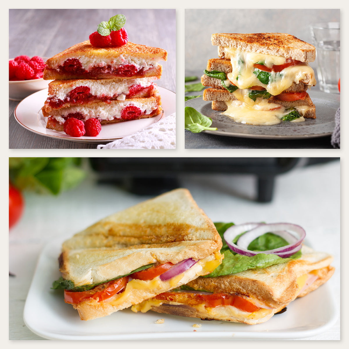 Sandwich Maker mit LED-Kontrollleuchte toastet knusprige Sandwiches mit verschiedenen Füllungen schnell und gleichmäßig.