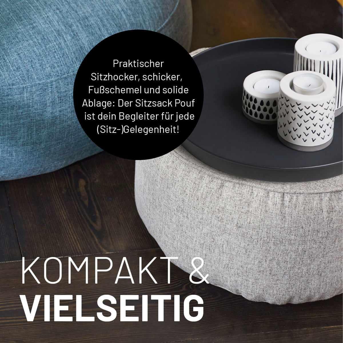 Comfort Line Sitzsack-Hocker/Pouf (50 L) Dunkelgrau – vielseitiger Indoor Hocker und Fußablage für entspannten Wohnkomfort.