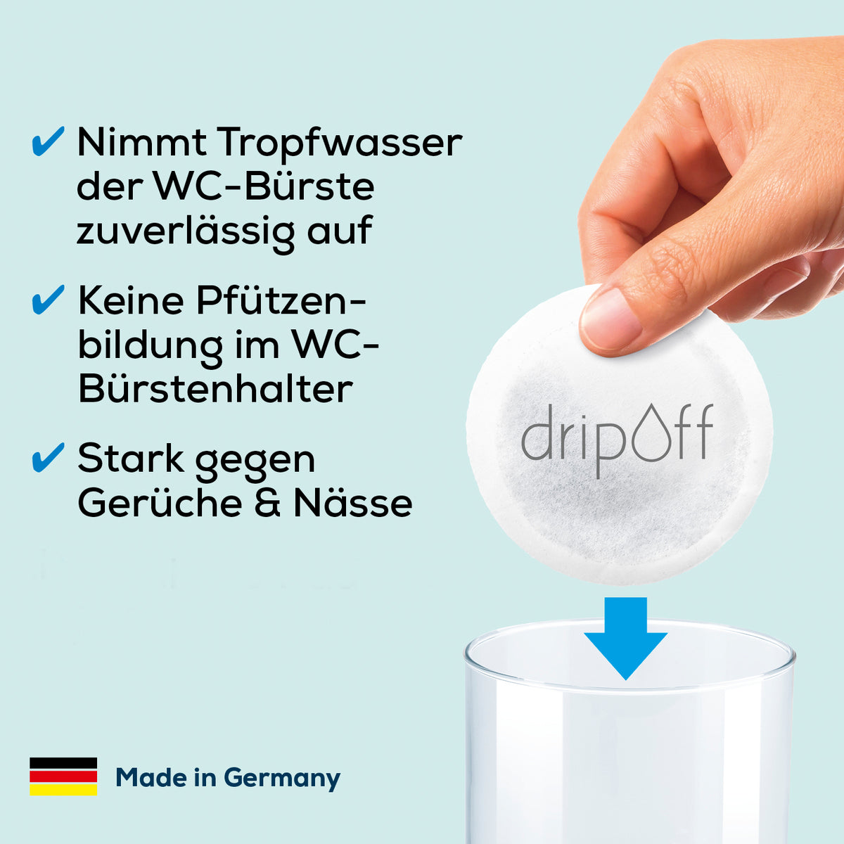 Anti-Nässe-Pad - Einsatz für WC-Bürstenhalter - saugt Tropfwasser auf, vermeidet Pfützen, schützt vor Gerüchen und Nässe, 50er-Set.