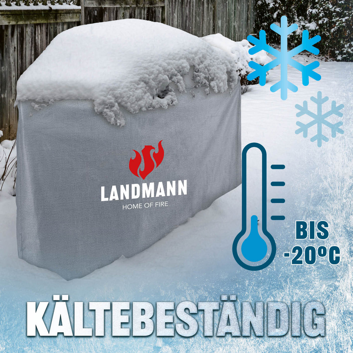 Wetterschutzhaube Premium - 38 x 44 x 34cm - Grau schützt Grills wasserdicht, kältebeständig und langlebig bis -20 °C im Winter.