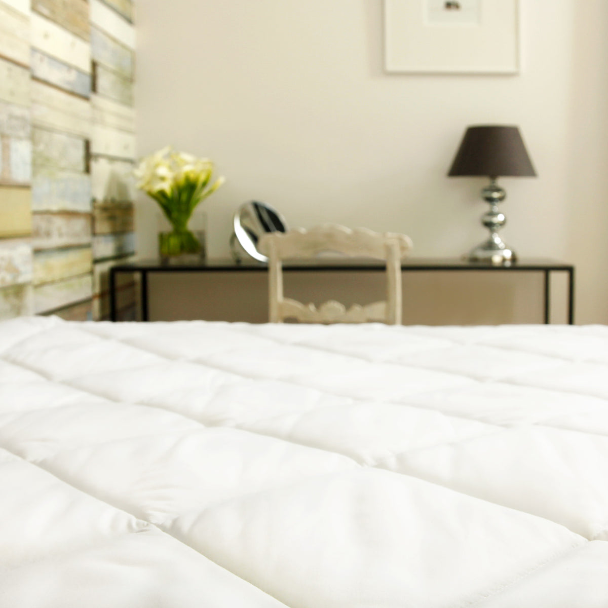 Comfort Line Matratzenauflage / Matratzenschoner / Soft-Topper - 200 x 200 cm - Weiß, gesteppter Mikrofaser Matratzenschoner, weiß.