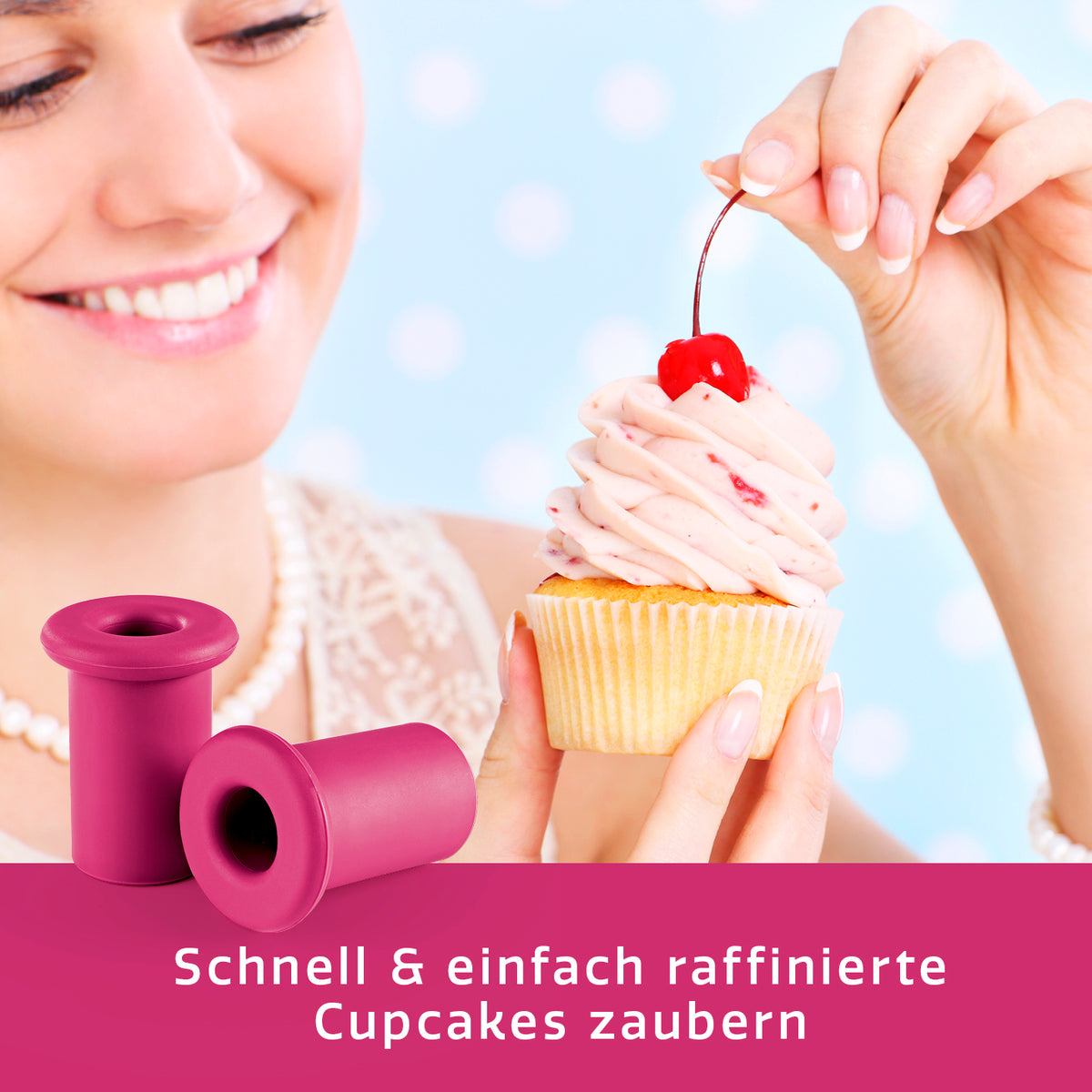 Silikon-Backförmchen - 12er-Set formt perfekte Löcher für Cupcakes, erleichtert das Befüllen und spart Teigreste beim Backen.