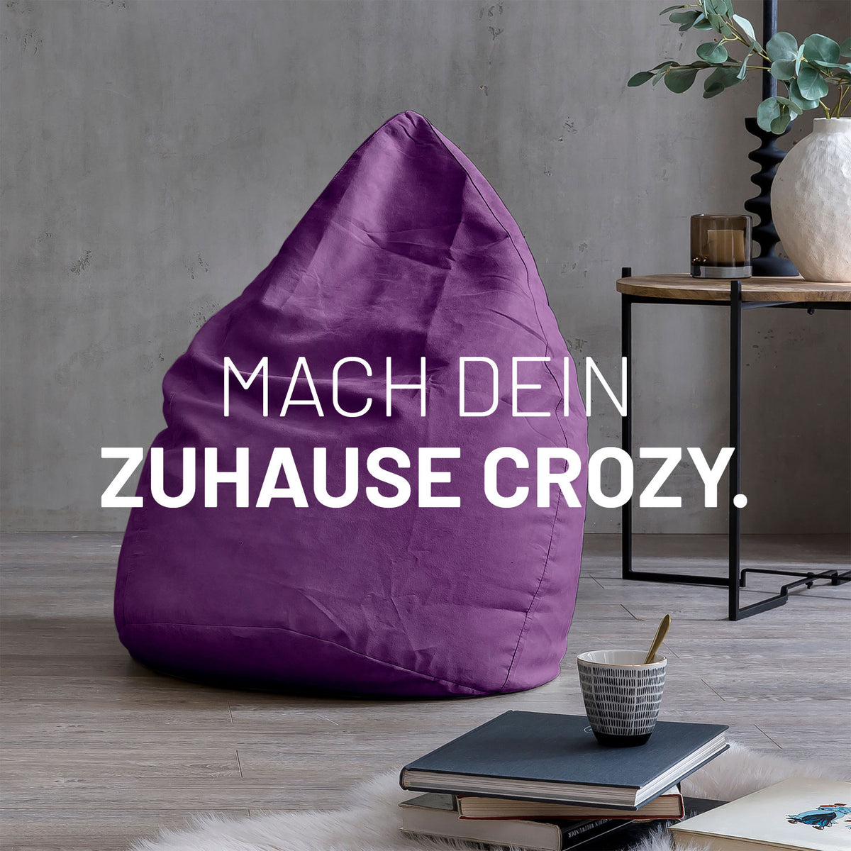 Luxury XL Sitzsack (120 L) - indoor - Lila von Lumaland, stylischer und bequemer Sitzsack für Wohnzimmer und Kinderzimmer.