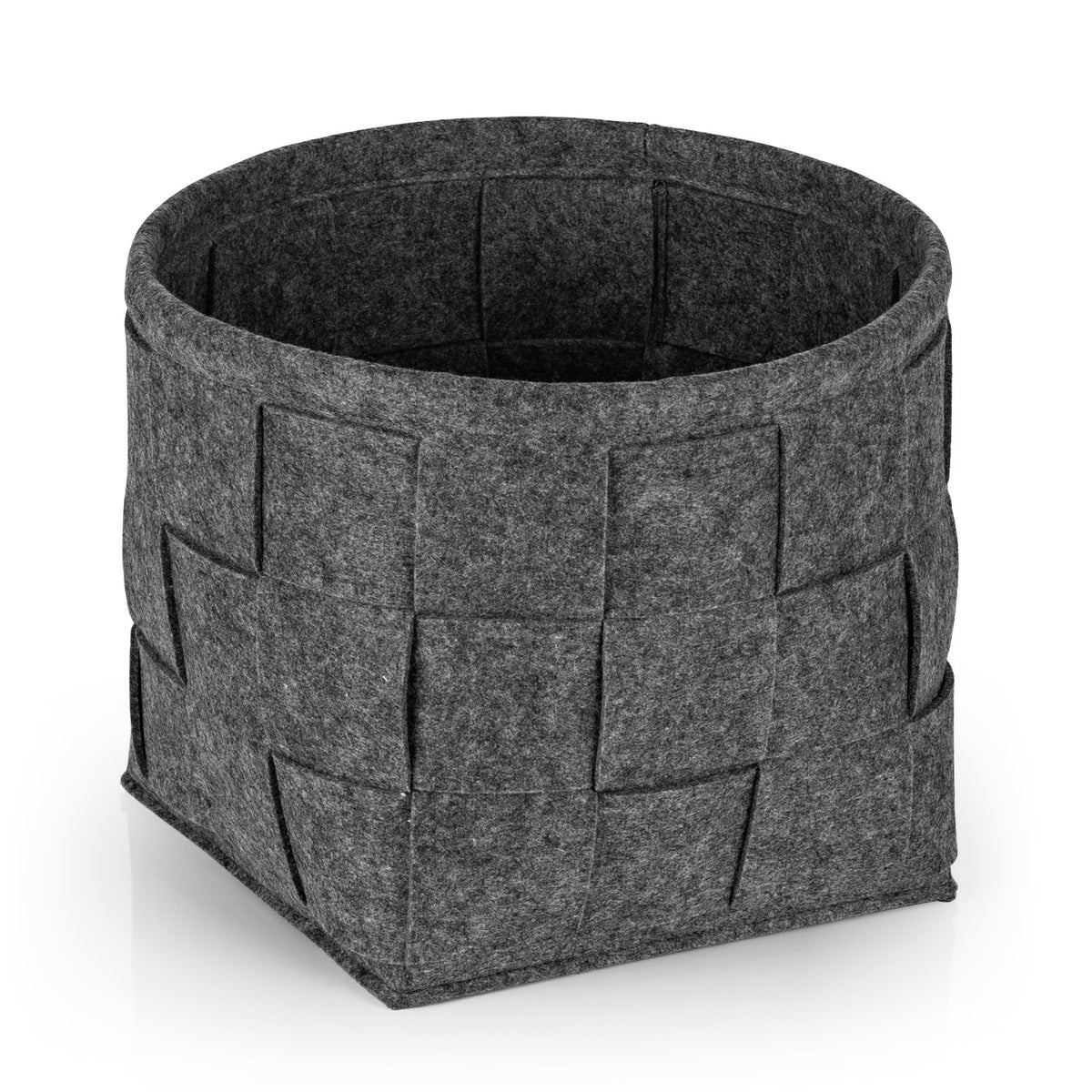 Filz-Aufbewahrungskorb S - 24 x 24 x 24 cm - Dunkelgrau, faltbar, robust, scandi Stil, ideal für platzsparende Aufbewahrung im Haushalt.