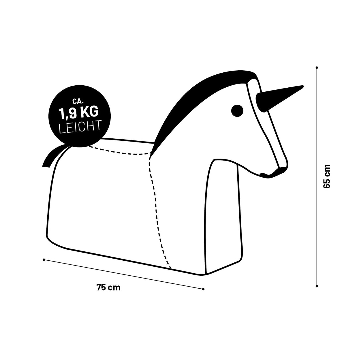 Kindersitzsack Animal Line Einhorn (120 L) in Türkis/Pastell Pink, leicht, robust, wasserabweisend, für drinnen und draußen.