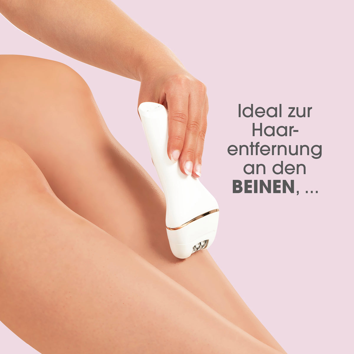 Epilierer inkl. Akku & USB-Kabel für präzise Haarentfernung an Beinen, Armen und Bikinizone mit LED-Licht und zwei Geschwindigkeitsstufen.